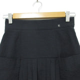 Chanel Coco Mark Seersucker Pleated Skirt