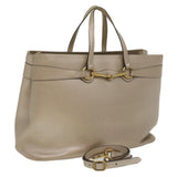 Gucci Horse Bit GG Canvas Hand Bag Leather 2way Gold Beige 320903 34589