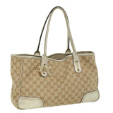 Gucci GG Canvas Tote Bag Beige Champagne Gold 34597