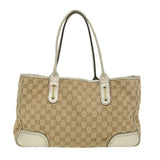 Gucci GG Canvas Tote Bag Beige Champagne Gold 34597