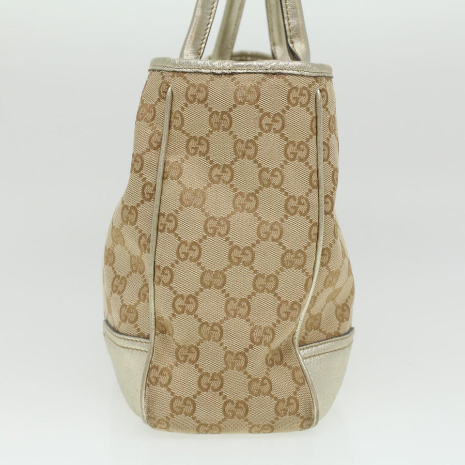 Gucci GG Canvas Tote Bag Beige Champagne Gold 34597
