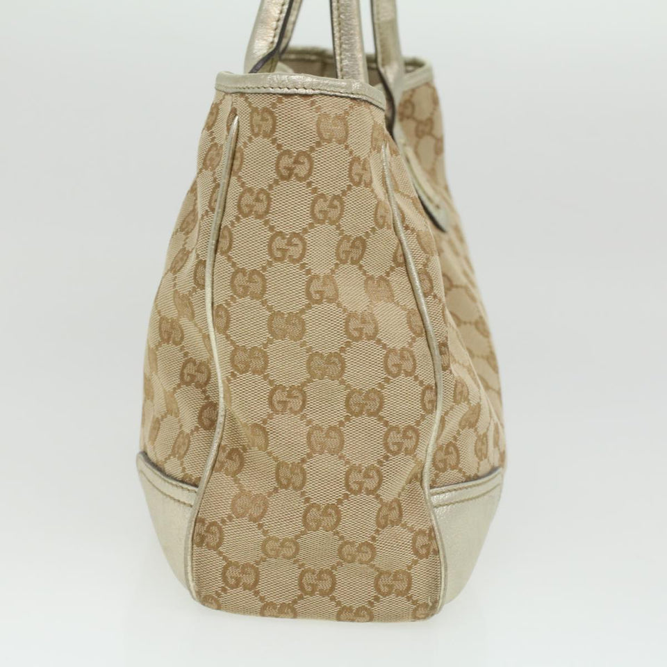 Gucci GG Canvas Tote Bag Beige Champagne Gold 34597