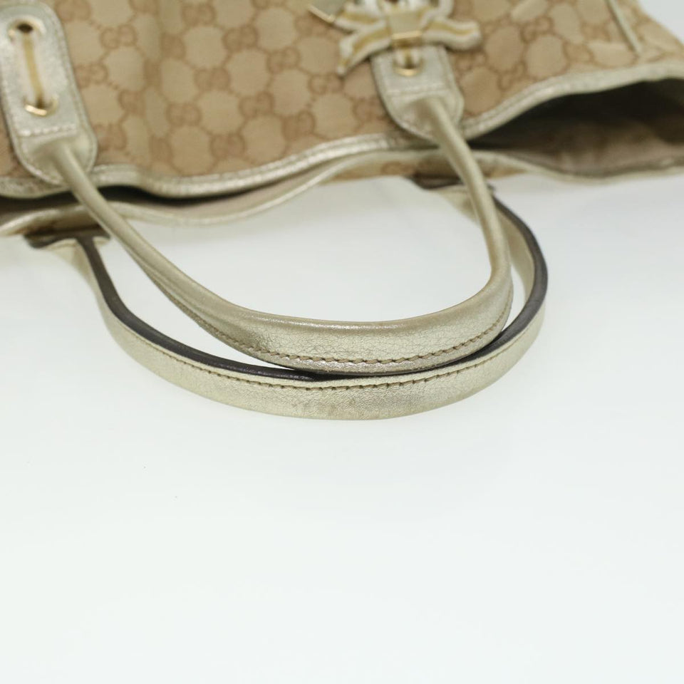 Gucci GG Canvas Tote Bag Beige Champagne Gold 34597