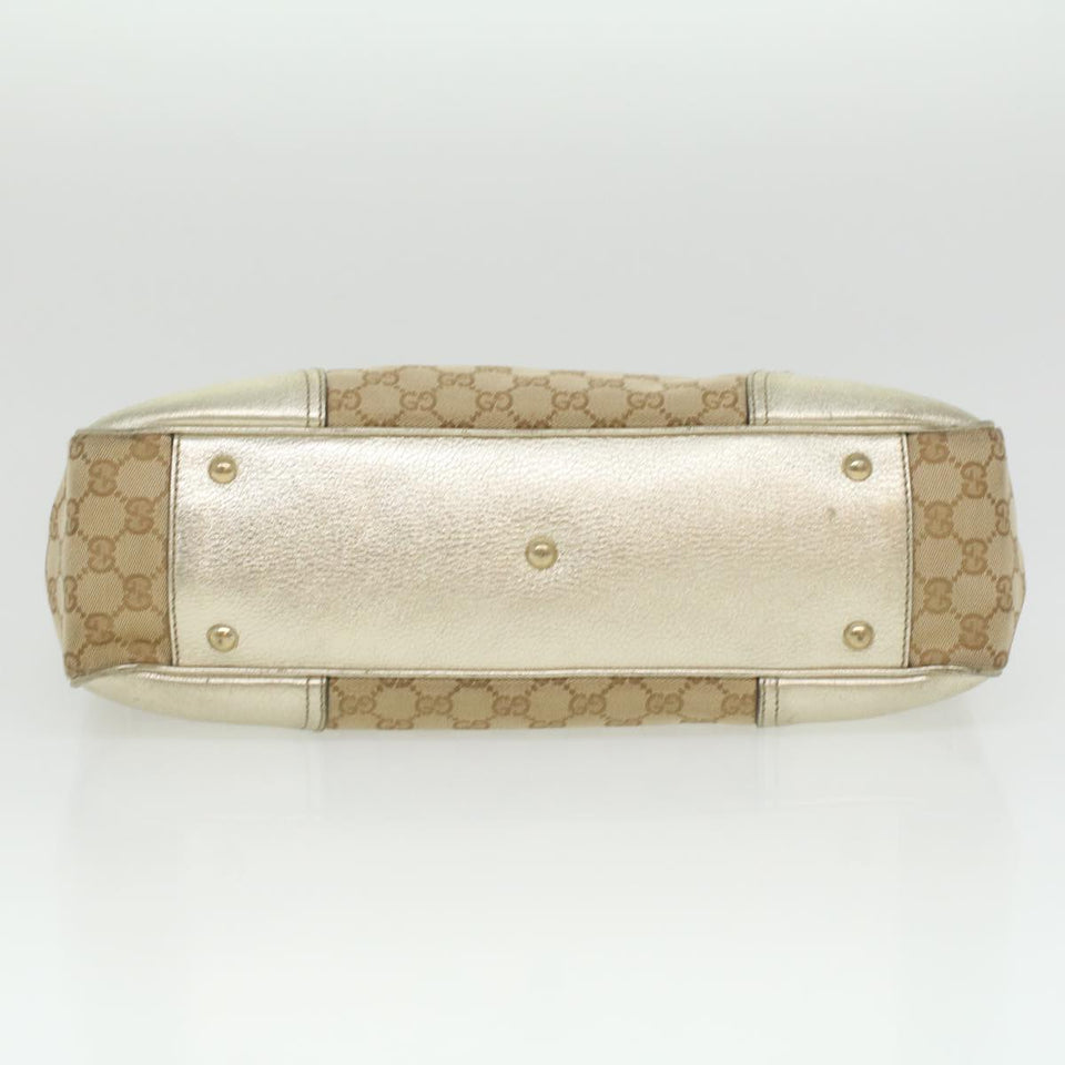 Gucci GG Canvas Tote Bag Beige Champagne Gold 34597