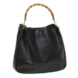 Gucci Bamboo Shoulder Bag Leather Black 0011577 34651