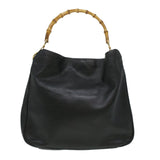 Gucci Bamboo Shoulder Bag Leather Black 0011577 34651