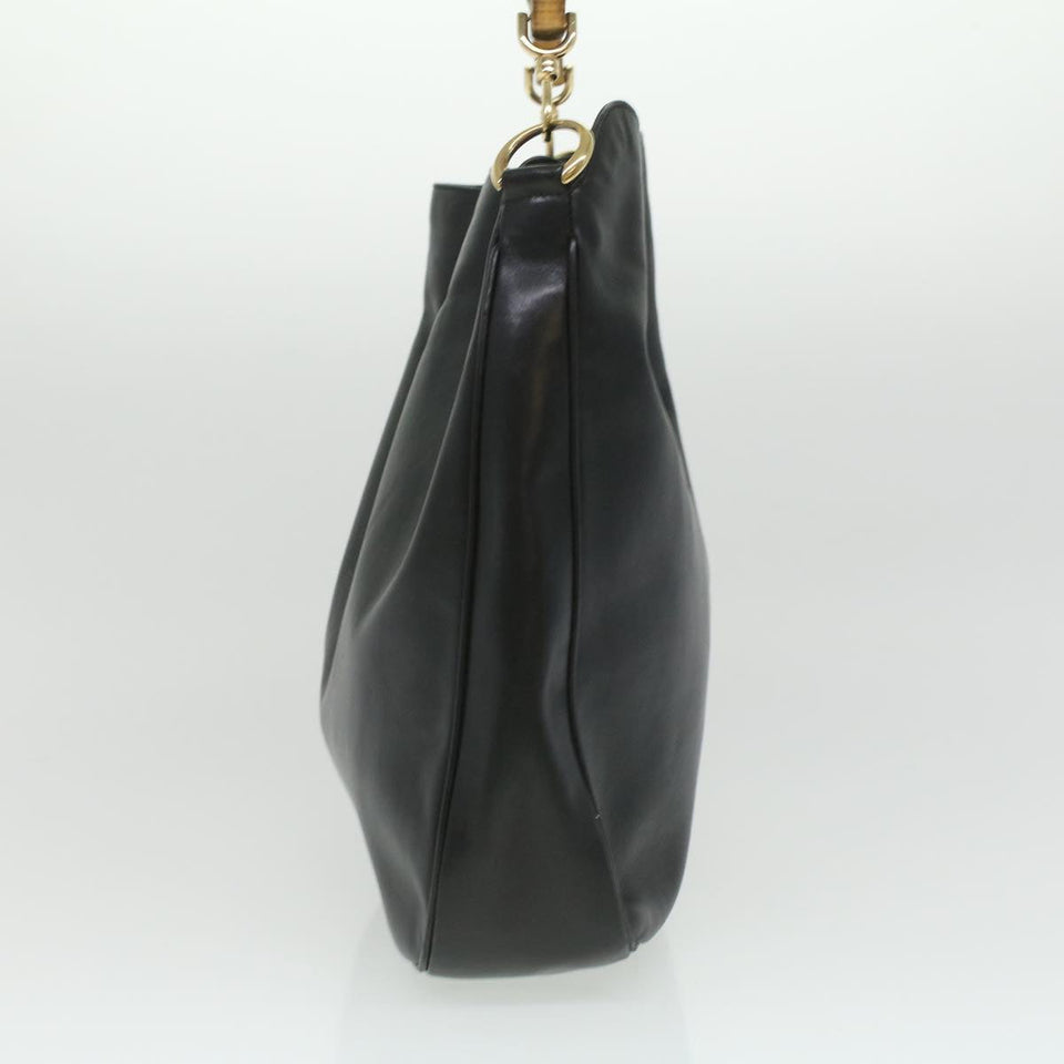 Gucci Bamboo Shoulder Bag Leather Black 0011577 34651