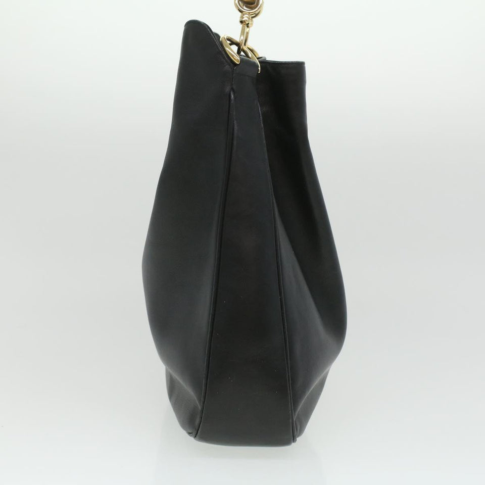 Gucci Bamboo Shoulder Bag Leather Black 0011577 34651