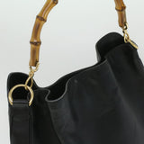 Gucci Bamboo Shoulder Bag Leather Black 0011577 34651