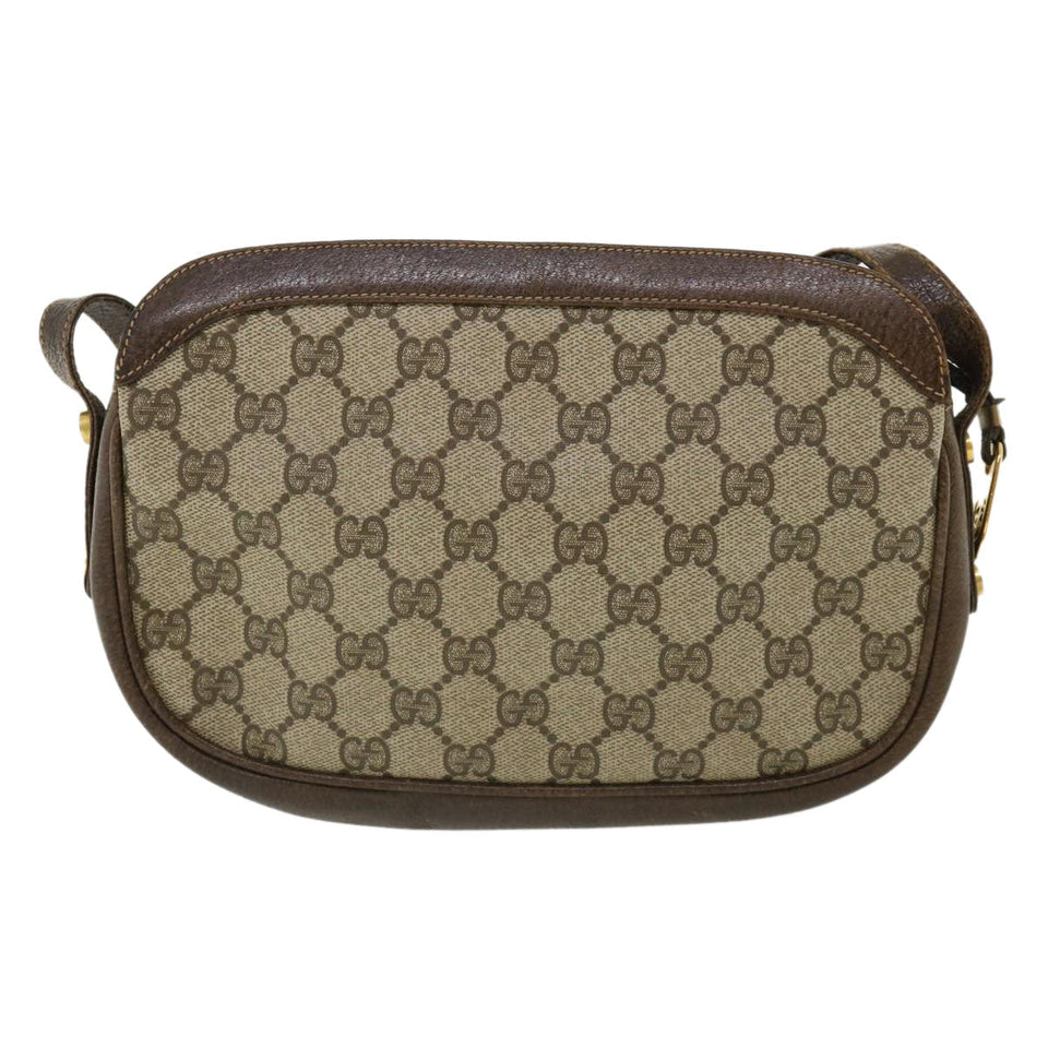 Gucci GG Canvas Shoulder Bag PVC Leather Beige Brown 35644