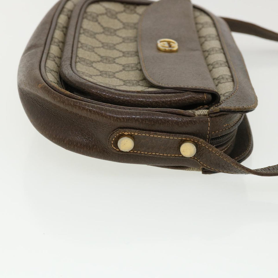Gucci GG Canvas Shoulder Bag PVC Leather Beige Brown 35644