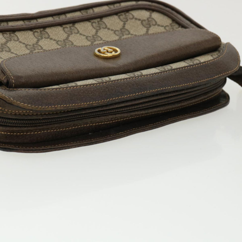 Gucci GG Canvas Shoulder Bag PVC Leather Beige Brown 35644