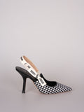 Dior J'ADior Sandals in Black and White Houndstooth Canvas Size 38