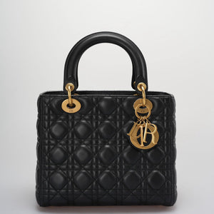 Christian Dior Black Medium Lambskin Leather with Gold Hardware from 2017