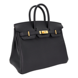 Hermes25cm Birkin HSS Black/ Gold Chèvre Gold Hardware