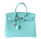 HermesBirkin 35 Blue Atoll Bag PHW