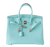 HermesBirkin 35 Blue Atoll Bag PHW