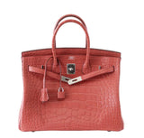 HermesBirkin 35 Alligator Rose Indienne Bag