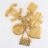 Chanel Gold Plated Heart Clover Brooch