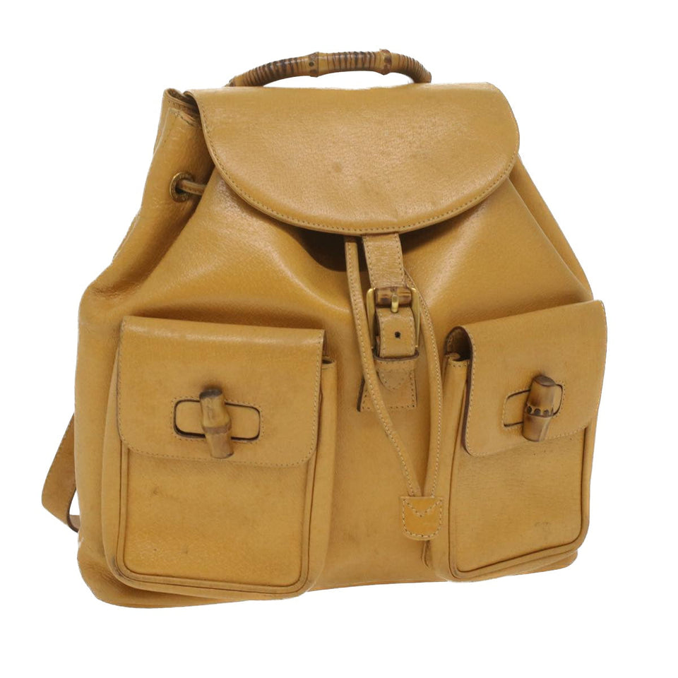 Gucci Bamboo Backpack Leather Yellow 003.2058.0016 36249