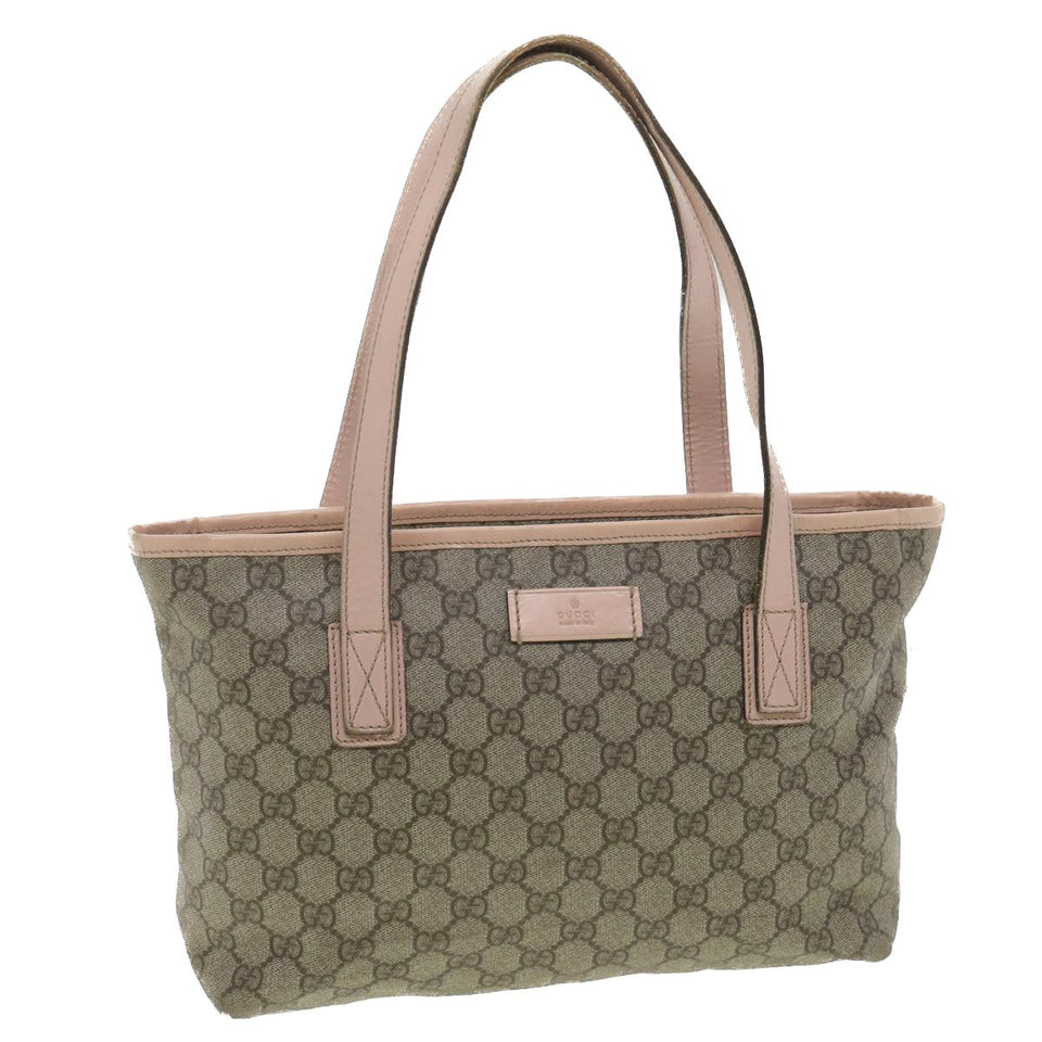 Gucci GG Canvas Tote Bag PVC Leather Beige Pink 181086 36252