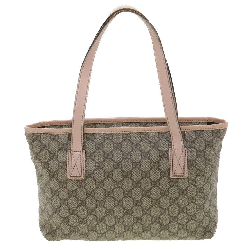Gucci GG Canvas Tote Bag PVC Leather Beige Pink 181086 36252