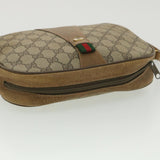 Gucci Web Sherry Line GG Canvas Clutch Bag PVC Leather Beige Green 89 36428