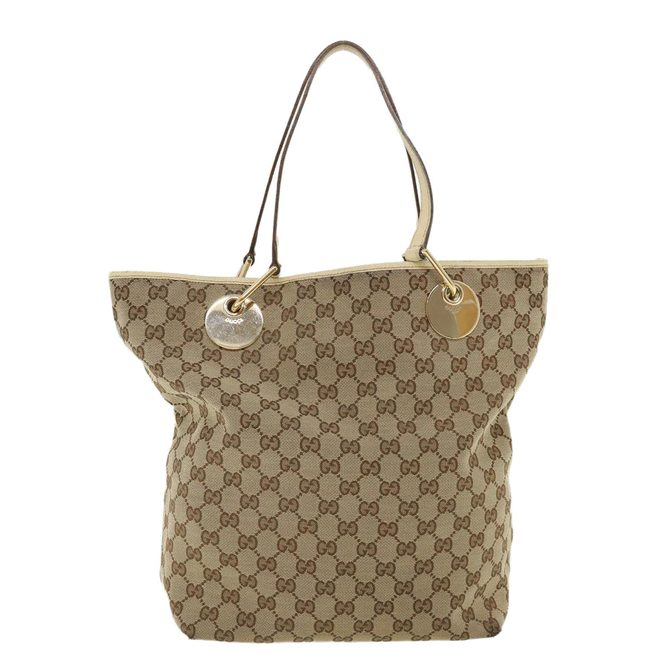 Gucci GG Canvas Hand Bag Beige Brown 120836 36429