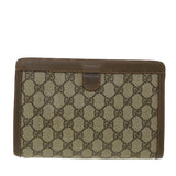 Gucci Web Sherry Line GG Canvas Clutch Bag PVC Leather Beige Green 89 36430