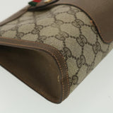 Gucci Web Sherry Line GG Canvas Clutch Bag PVC Leather Beige Green 89 36430