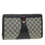 Gucci Sherry Line GG Canvas Clutch Bag PVC Leather Navy Red 89 36432