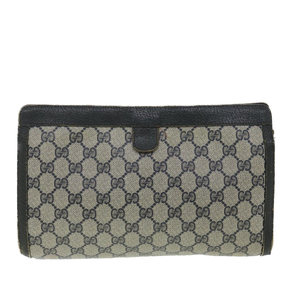 Gucci Sherry Line GG Canvas Clutch Bag PVC Leather Navy Red 89 36432