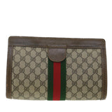 Gucci GG Canvas Web Sherry Line Clutch Bag Beige Red Green 010.378 36471