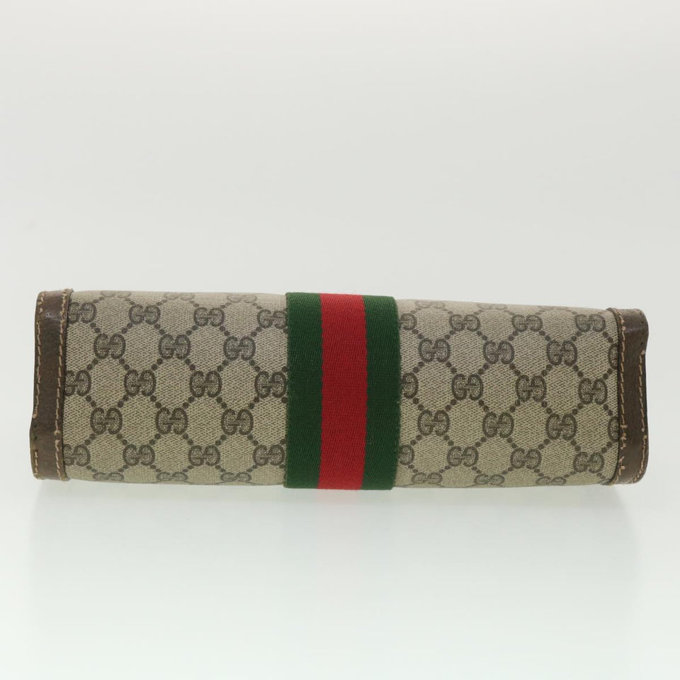 Gucci GG Canvas Web Sherry Line Clutch Bag Beige Red Green 010.378 36471