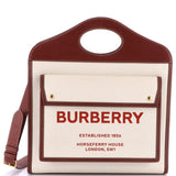 Burberry Logo Pocket Tote Canvas & Leather Medium - Bags Junction