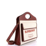 Burberry Logo Pocket Tote Canvas & Leather Medium - Bags Junction