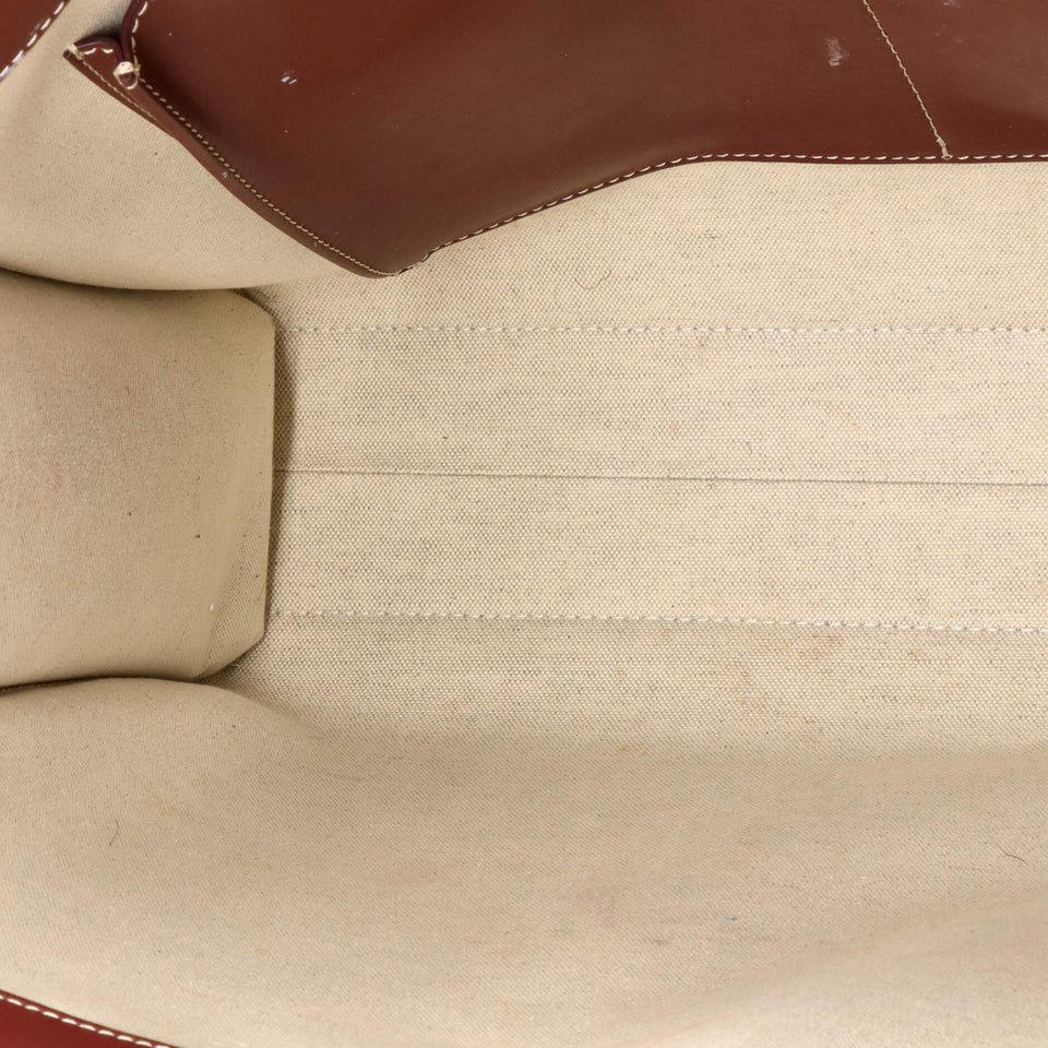 Burberry Logo Pocket Tote Canvas & Leather Medium - Bags Junction