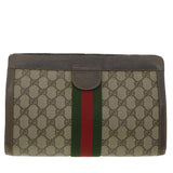 Gucci GG Canvas Web Sherry Line Clutch Bag Beige Red Green 8901002 36490
