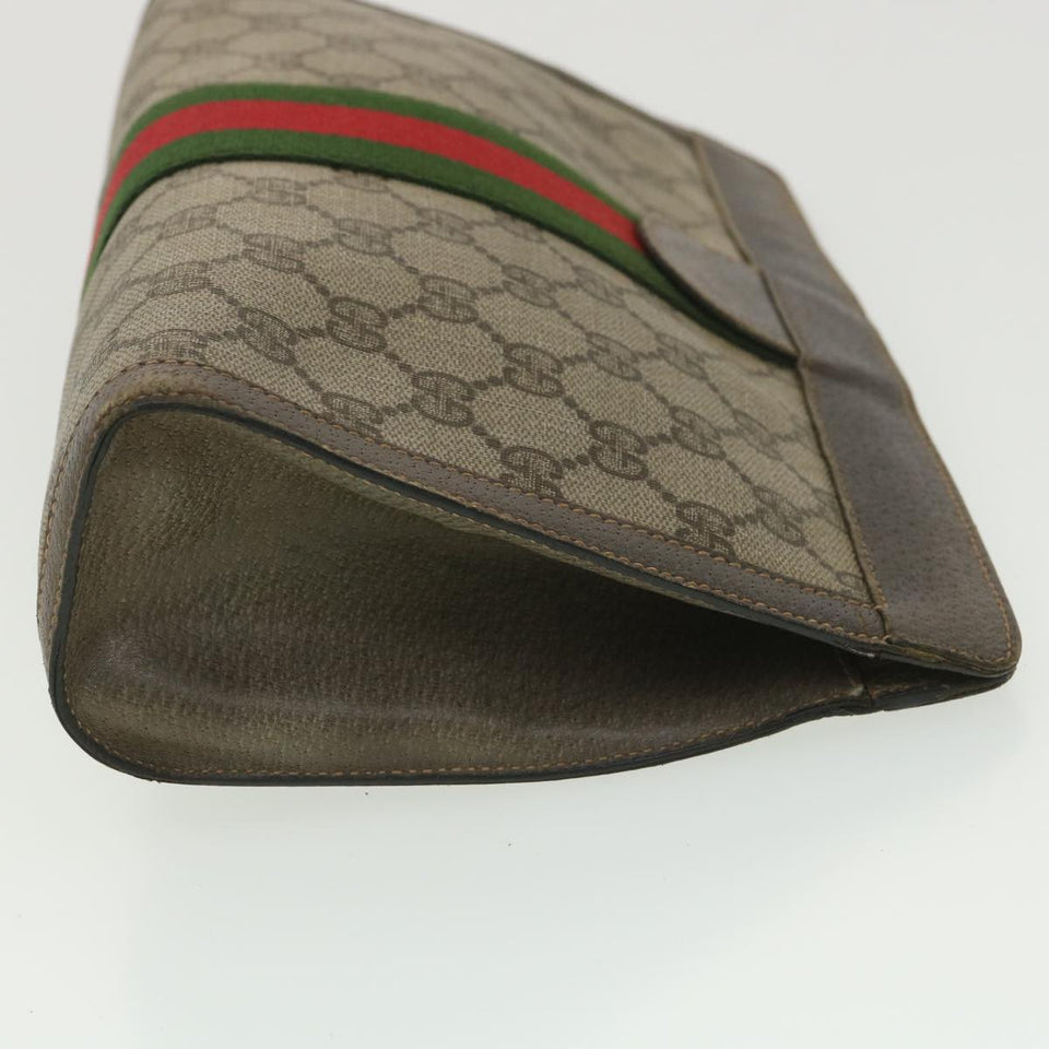 Gucci GG Canvas Web Sherry Line Clutch Bag Beige Red Green 8901002 36490