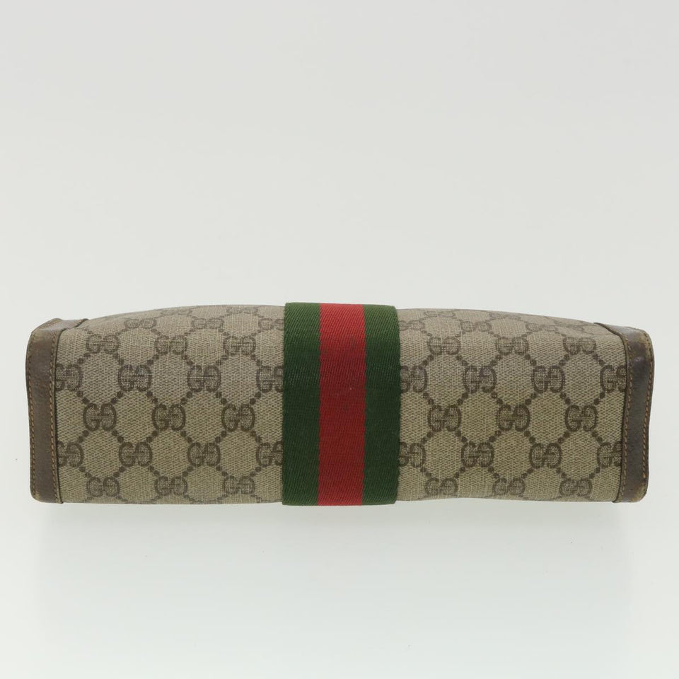 Gucci GG Canvas Web Sherry Line Clutch Bag Beige Red Green 8901002 36490
