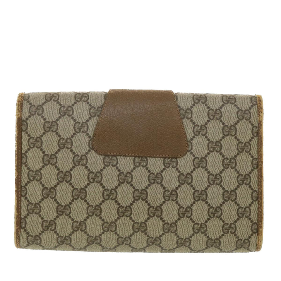 Gucci Web Sherry Line GG Canvas Clutch Bag PVC Leather Beige Green 89 36492