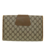 Gucci Web Sherry Line GG Canvas Clutch Bag PVC Leather Beige Green 89 36492