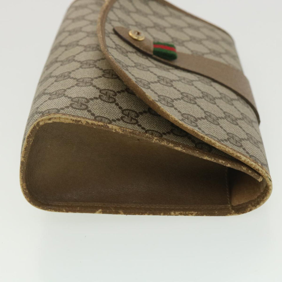 Gucci Web Sherry Line GG Canvas Clutch Bag PVC Leather Beige Green 89 36492