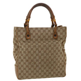 Gucci GG Canvas Bamboo Hand Bag Beige 112530 36619