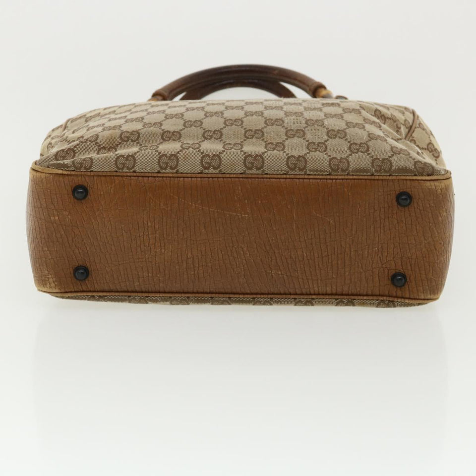 Gucci GG Canvas Bamboo Hand Bag Beige 112530 36619