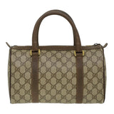 Gucci Web Sherry Line GG Canvas Boston Bag PVC Leather Beige Green 36638