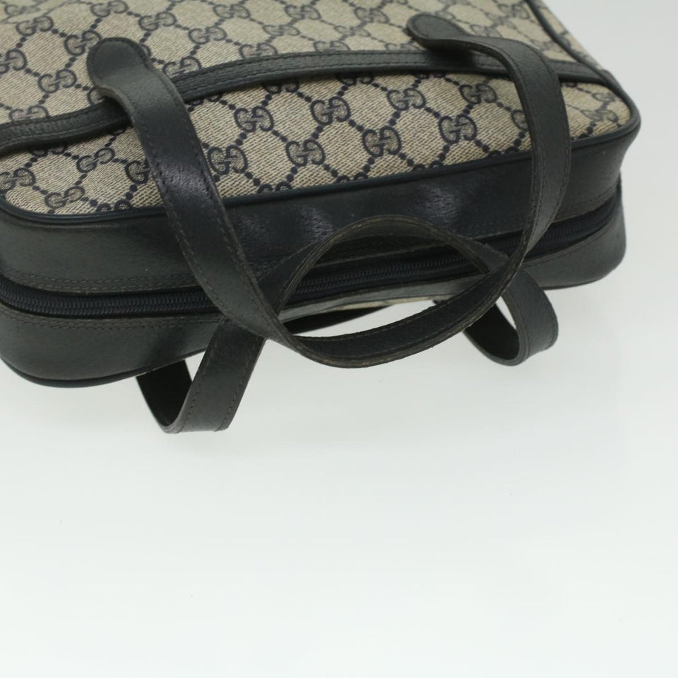 Gucci Sherry Line GG Canvas Hand Bag PVC Leather Navy Red 36723