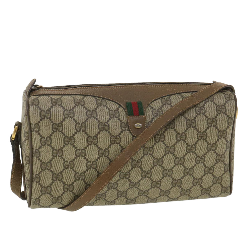 Gucci GG Canvas Web Sherry Line Shoulder Bag Beige Red 89.02.012 36784