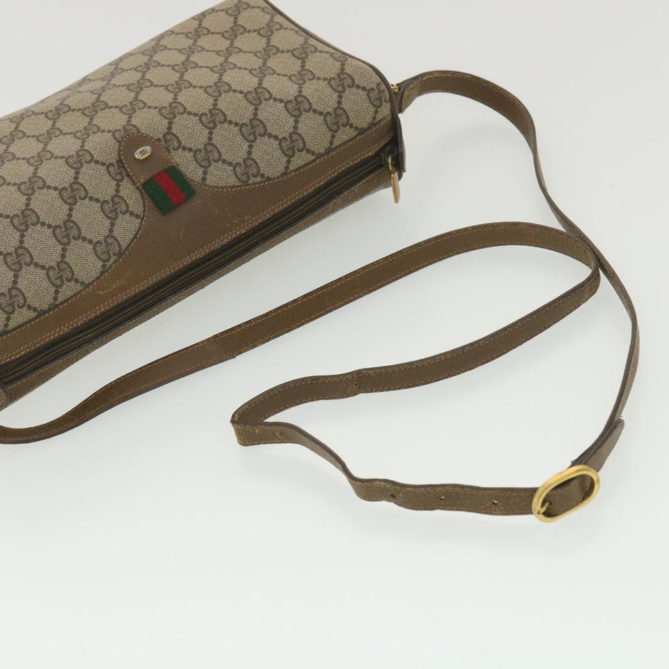 Gucci GG Canvas Web Sherry Line Shoulder Bag Beige Red 89.02.012 36784