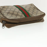 Gucci Web Sherry Line GG Canvas Clutch Bag PVC Leather Beige Green 37094